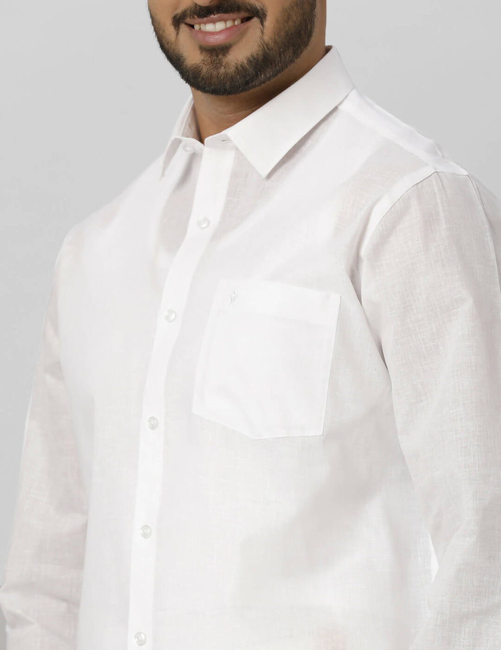 Ramraj Cotton Mens Full Sleeve Formal Poly Cotton White Shirt | Grocsy