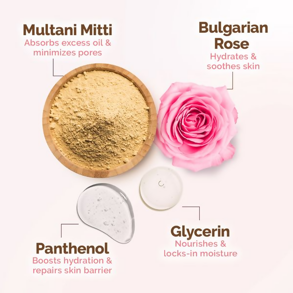 Mamaearth Multani Mitti Oil Balance Face Pack with Multani Mitti & Bulgarian Rose | Grocsy