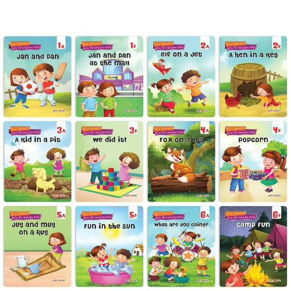 Jolly Kids My Phonic Key Words Stories Books Set of 12| Ages 3-8 Years| Phonics Books | Phonetic Reader Books for Kids | Grocsy