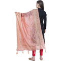 A R Silk Peach Color Silk Pahadi Print Dupattas and Chunnis | Grocsy