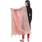 A R Silk Peach Color Silk Pahadi Print Dupattas and Chunnis | Grocsy