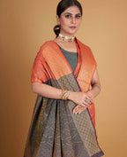 Peach Silk Woven Design Saree With Unstitched Blouse Piece - Akshita | Grocsy
