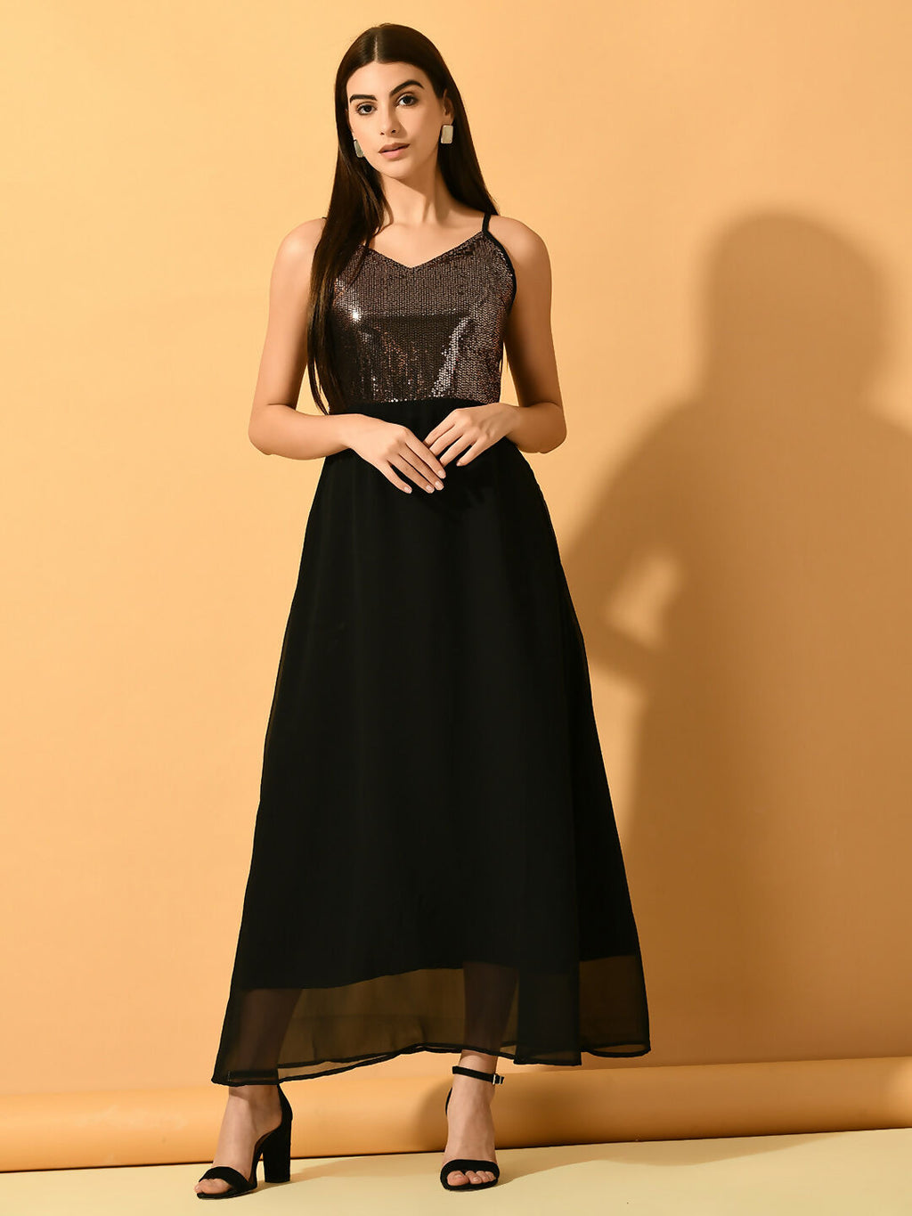 Myshka Women's Black Empire Party Dress | Grocsy