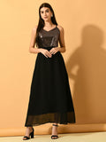 Myshka Women's Black Empire Party Dress | Grocsy