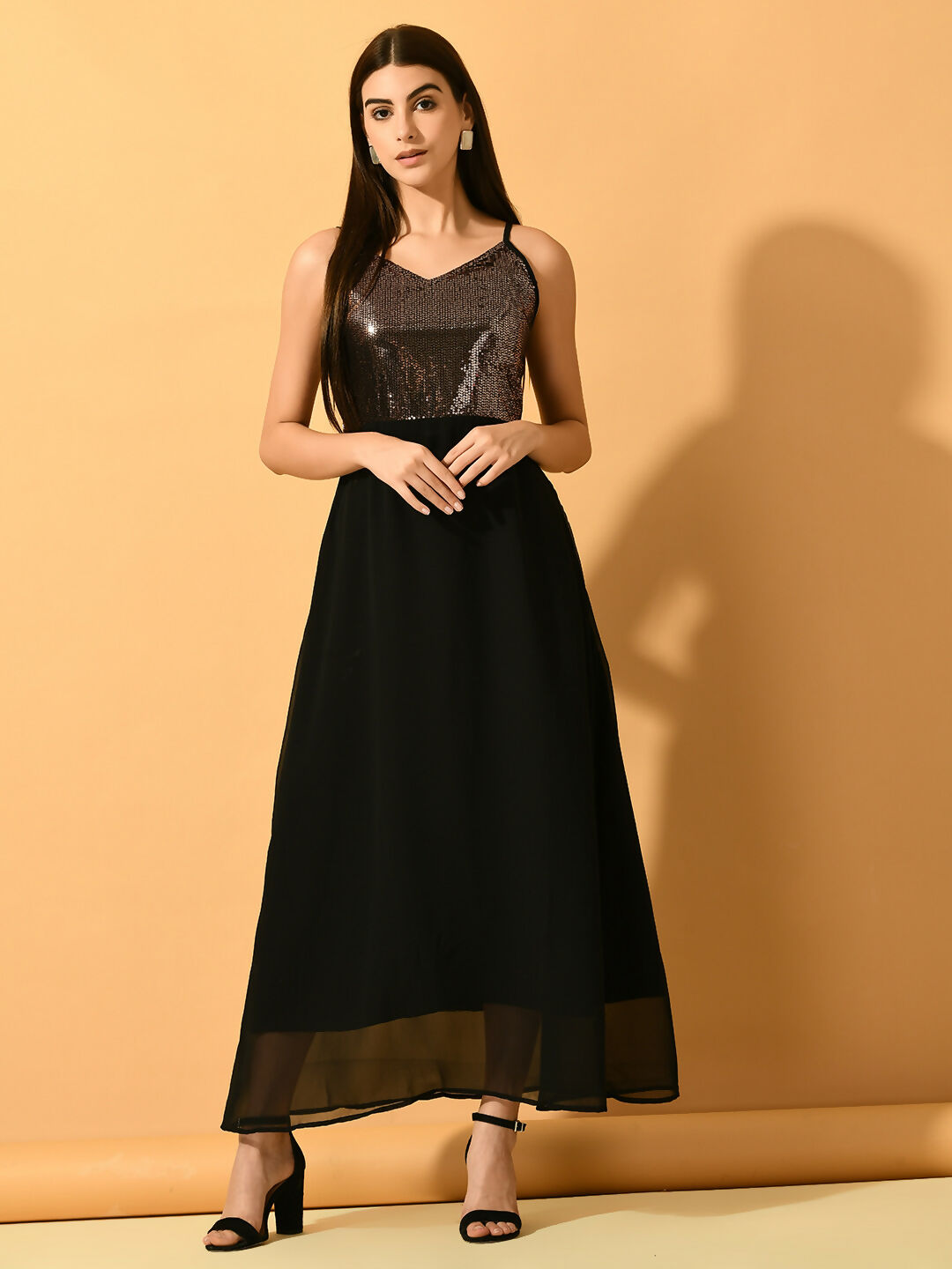 Myshka Women's Black Empire Party Dress | Grocsy