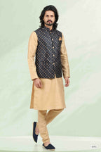 Raivat Ethnic Jacquard Banarasi Silk Woven Work 3 Pics Jacket Set In Blue Colour | Grocsy