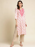 Pink Poly Rayon Aztec Printed Straight Fit Kurta - Prasuti | Grocsy