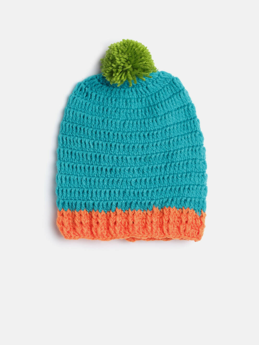 Chutput Kids Woollen Hand Knitted robot Detail Cap - Sea Green | Grocsy
