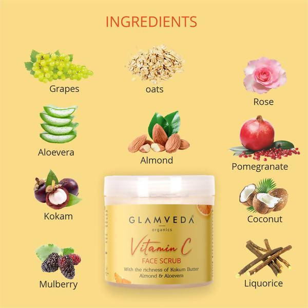 Glamveda Vitamin C Brightening & Lightening Scrub | Grocsy