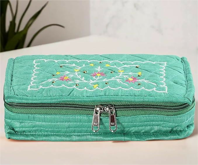 Asmaani 7 Pocket Mint Embroidery Jewellery Kit | Grocsy