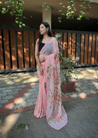 Vamsee Aditi Pink Georgette Saree | Grocsy