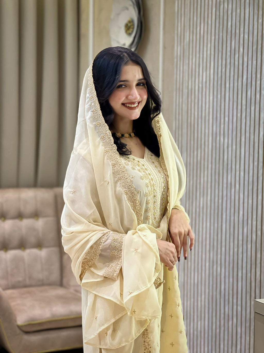 Teeya Creation White Color Faux Georgette Embroidery Work Party Wear Salwar Suit | Grocsy