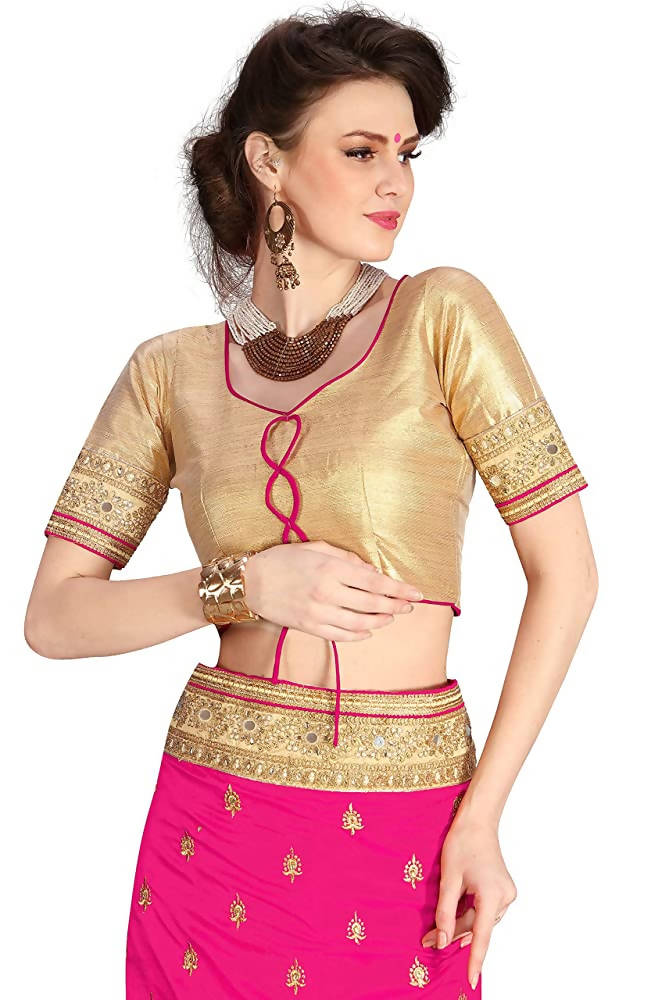 Sarvadarshi Fashion Women's Light Pink Brocade Silk Saree With Unstitched Blouse | Grocsy