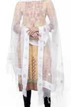 Mominos Fashion White Orgenza Gota Flower Dupatta | Grocsy