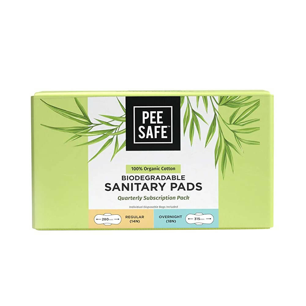 Pee Safe Organic Cotton Biodegradable Sanitary Pads-Quarterly Pack | Grocsy