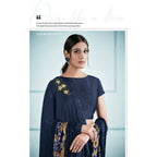 Blue Lycra sequence Saree with Unstitched Blouse Piece - Norita Elaura | Grocsy