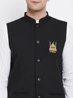 Even Apparels Black Pure Cotton White Kurta Sets With Eid Insignia Jackets PW66 | Grocsy