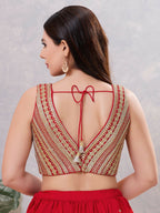Joban Fashion Women Sequin Dark-Red Stitched Blouse | Grocsy
