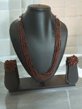 Inhanns Bloom Handmade Beaded Necklace With Earrings - 12 Layers - Coffee Necklace Set | Grocsy