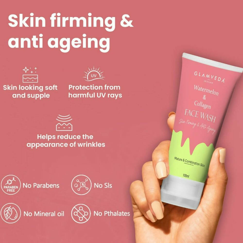 Glamveda Watermelon & Collagen Firming Face Wash | Grocsy