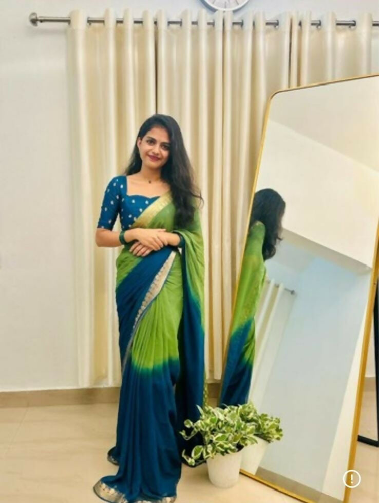 Exclusive Collection Green Party Wear Georgette Saree | Grocsy