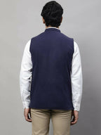 Even Apparels Pure Wool Nehru Jacket - Navy | Grocsy