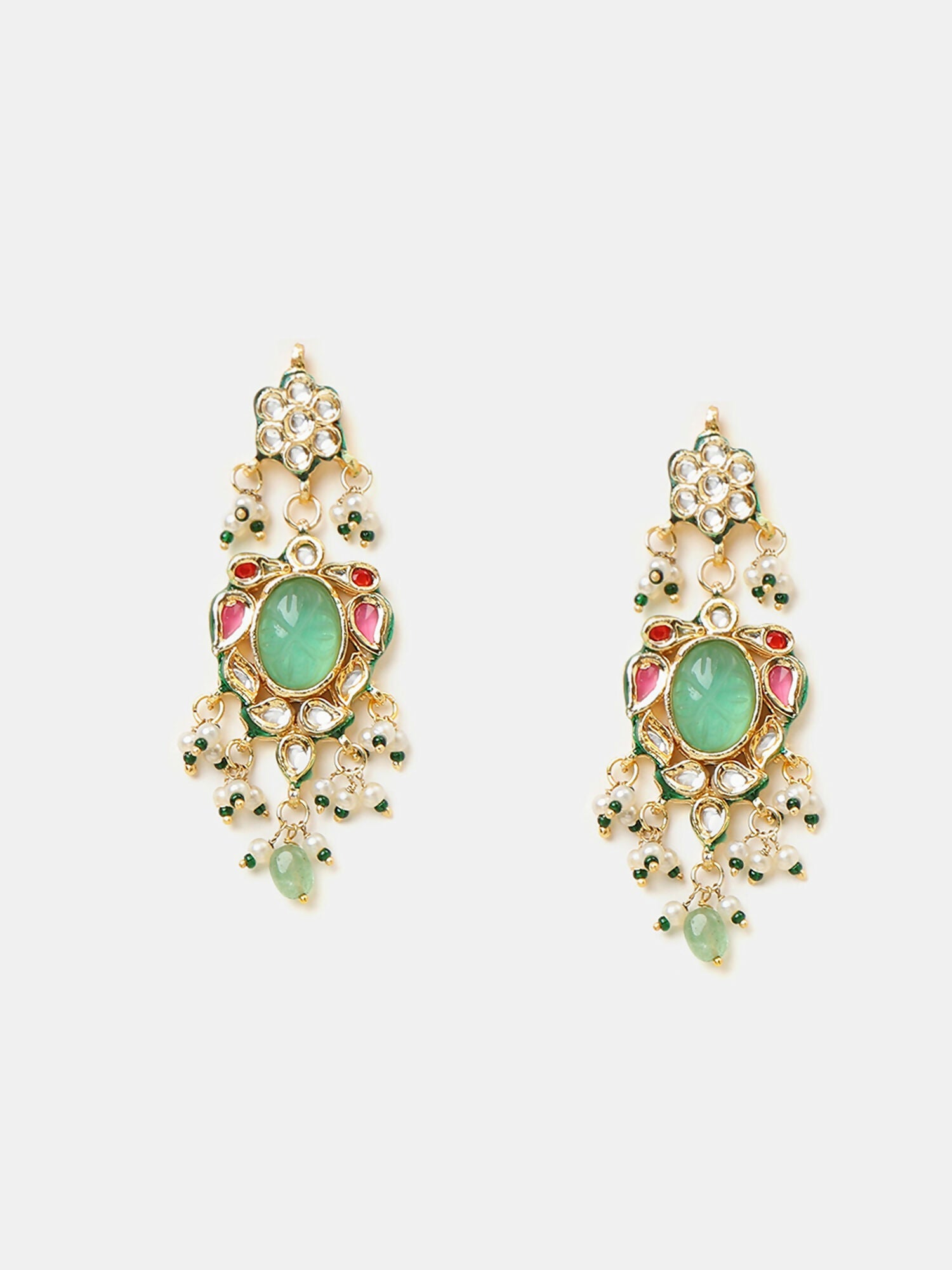 Ruby Raang Rajkumari Necklace With Earrings And Maang Tikka | Grocsy