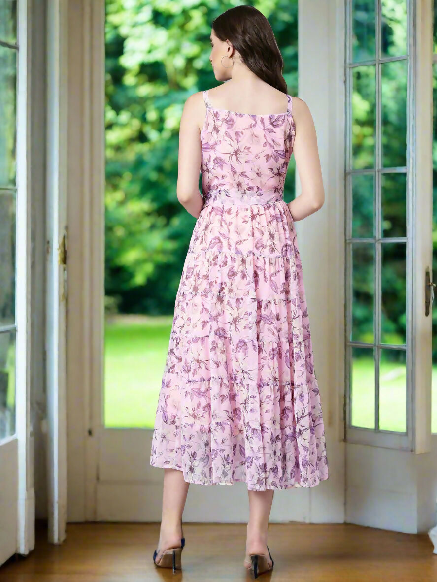 Souchii Floral Chiffon Dress | Grocsy