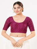Joban Fashion 2T South-Pink Taffeta Silk Elbow Sleeveless Front Open Blouse | Grocsy