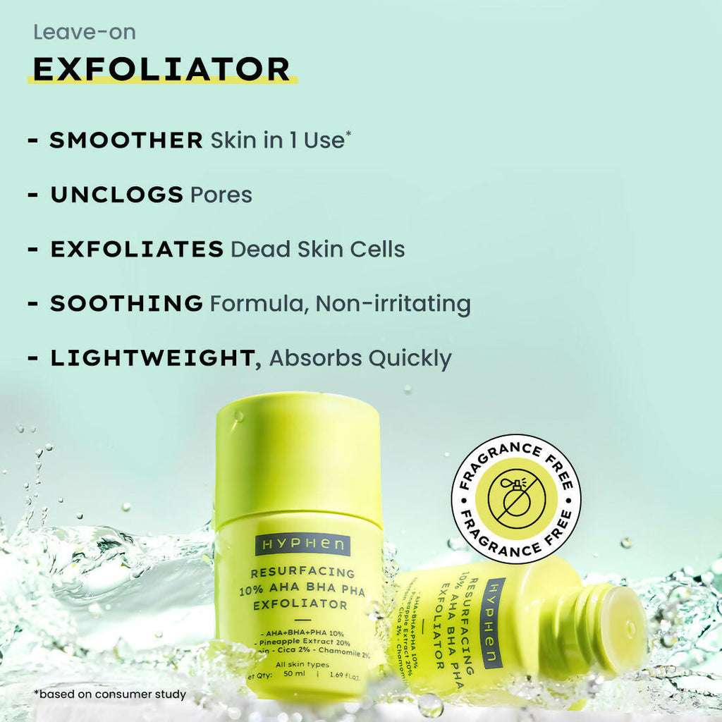 Hyphen By Kriti Sanon Resurfacing 10% AHA BHA PHA Exfoliator With 20% Pineapple Extract, Smoothens Texture, Unclogs Pores, Non-irritating | Grocsy