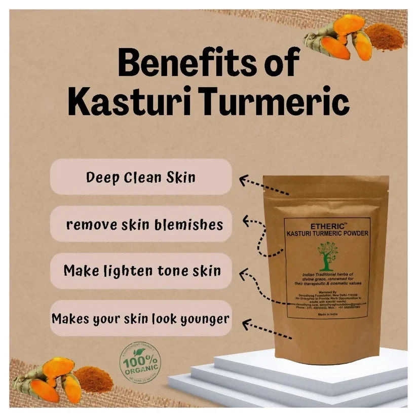 Etheric Kasturi Turmeric & Sandal Powder Combo – Herbal Face Pack for Glowing Skin | Grocsy