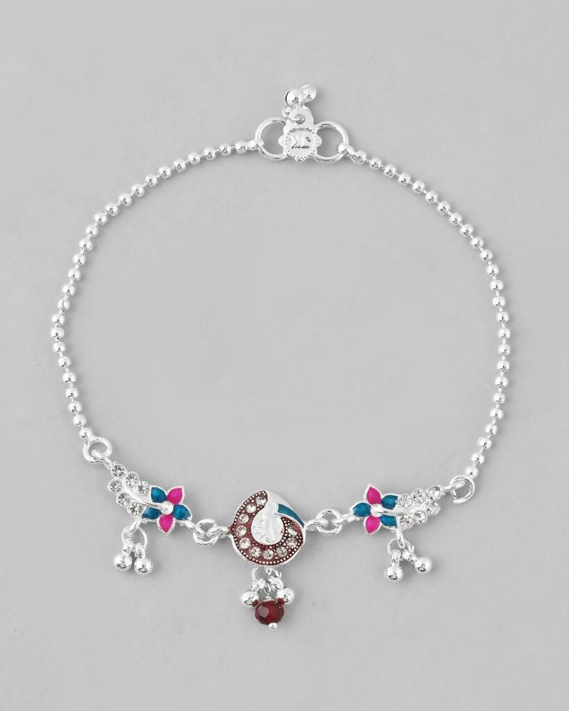 VOJ Set of 2 Traditional Stone Studded Anklet | Grocsy