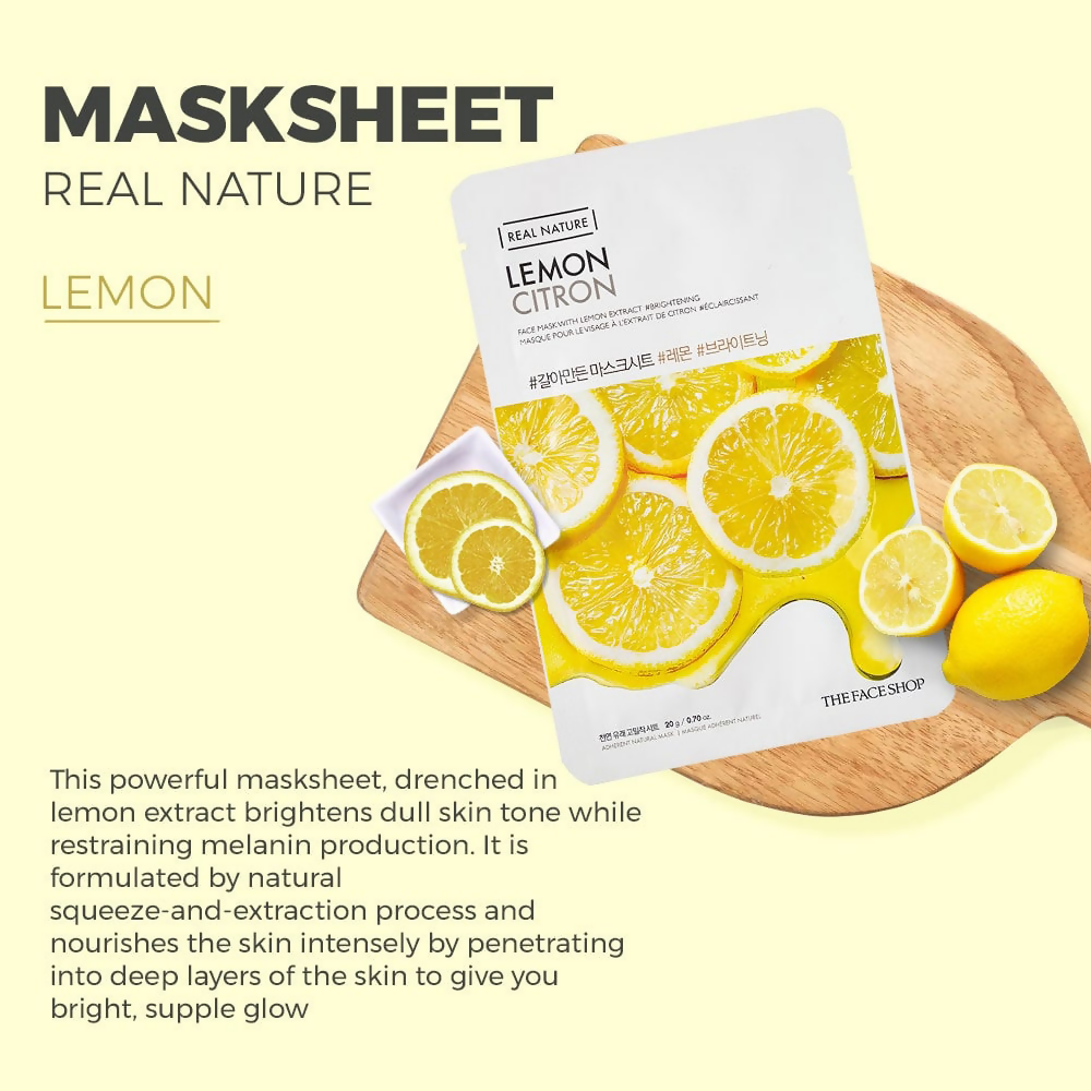 The Face Shop Real Nature Lemon Face Mask - Korean Skincare | Grocsy