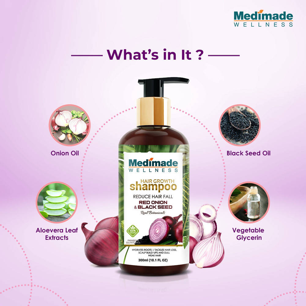 Medimade Wellness Red Onion and Black Seed Hair Growth Shampoo | Grocsy