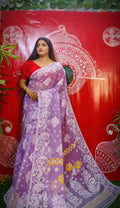Exclusive Collection Handloom Dhakai Jamdani Saree - Mauve | Grocsy