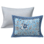 Rudra Bazaar Blue 210 TC Cotton Double King Bedsheet With 2 Pillow Covers | Grocsy