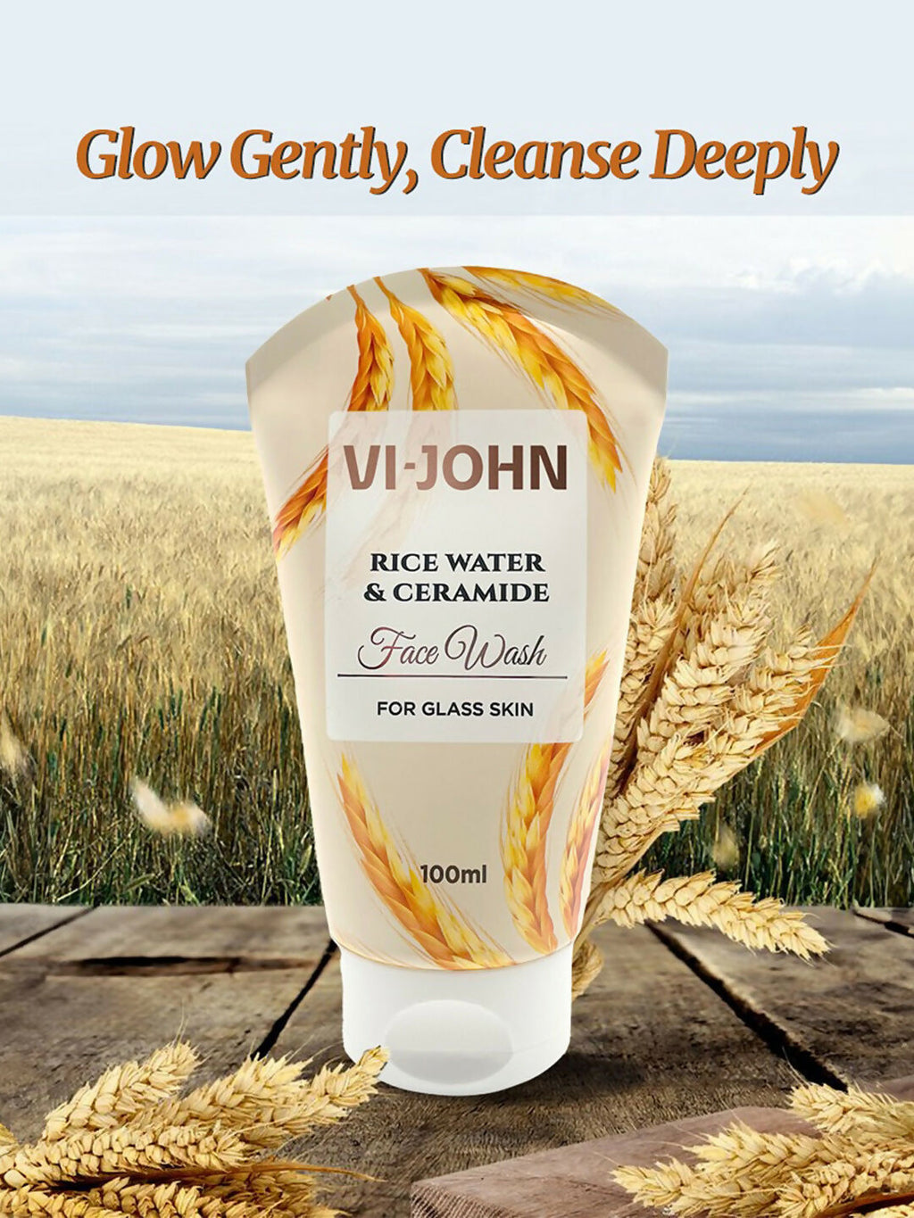 VI-JOHN Rice Water & Ceramide Face Wash For Glass Skin Deep Skin Clean | Grocsy
