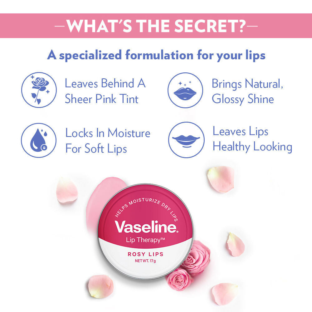 Vaseline Deep Moisture Lotion With Rosy Lip Tin For Moisturized Skin & Sheer Pink Tint | Grocsy