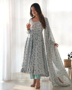 Joban Fashion Sky Kurta Set Organza Sequin Embroidery Work | Grocsy