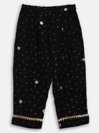 Ahalyaa Black Crepe Kids Kurta Pants With Dupatta For Girls | Grocsy