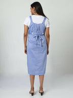 Manet Half Sleeves Solid Maternity Dress With Concealed Zipper Nursing Access - Blue | Grocsy