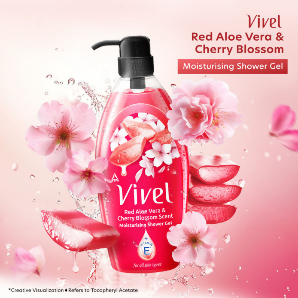 Vivel Red Aloe Vera & Cherry Blossom Scent Moisturizing Shower Gel | Grocsy