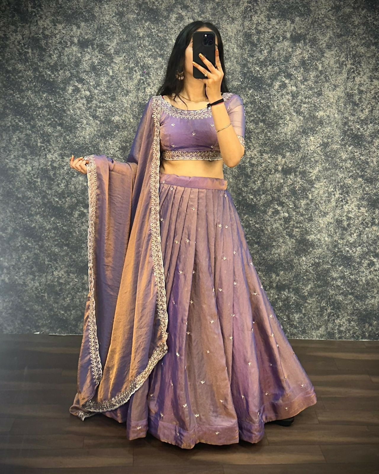 Teeya Creation Womens New Trendy Radiant Purple Hand-Embroidered Silk Lehenga Choli Set | Grocsy