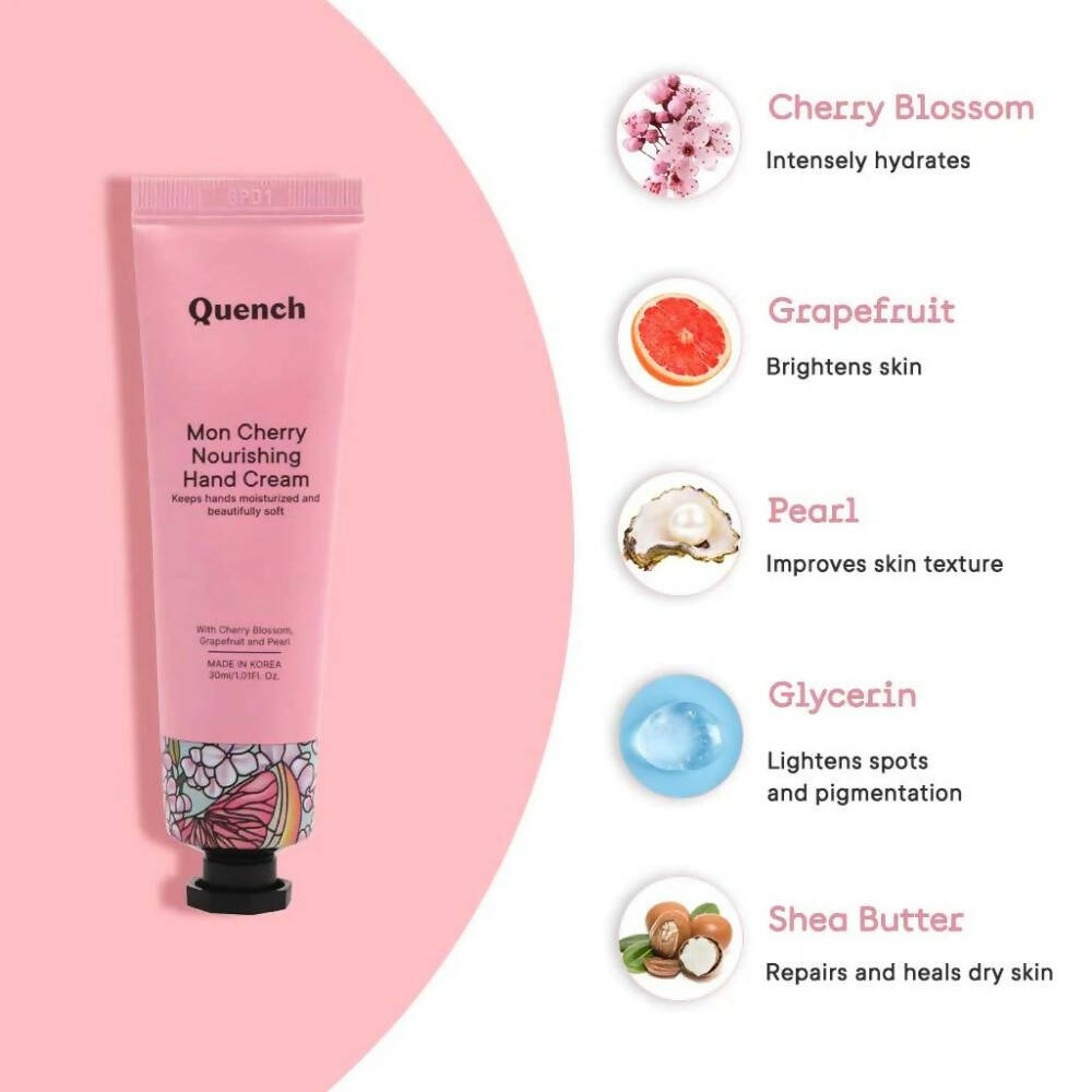 Quench Botanics Mon Cherry Nourishing Hand Cream - Korean Skincare | Grocsy