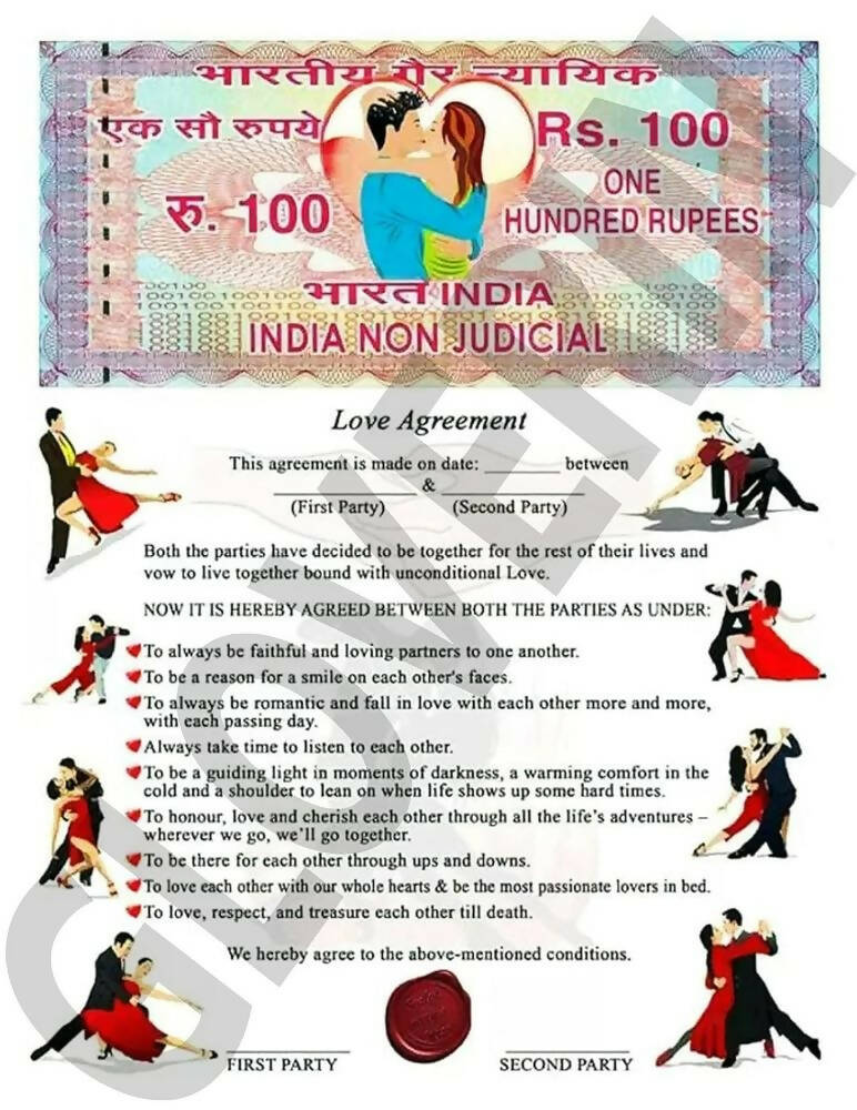 Gloverin Love Agreement Certificate With Permanent Pen Valentine’s Day Gifts | Grocsy