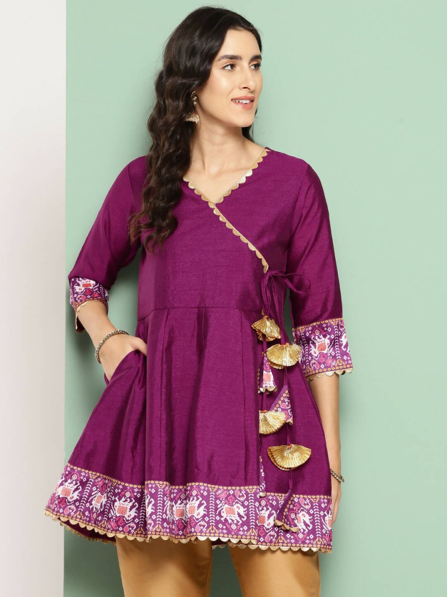 Ahalyaa Women's Traditional wear Tunic - Purple | Grocsy