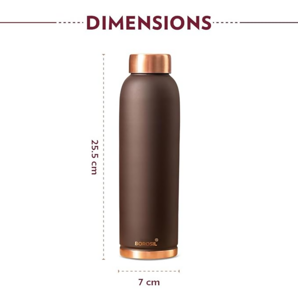 Borosil Colour Copper bottle - Brown | Grocsy