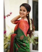 DEIANA'S Beautiful Designer Golden zari Soft Lichi Silk Saree - Light Green | Grocsy