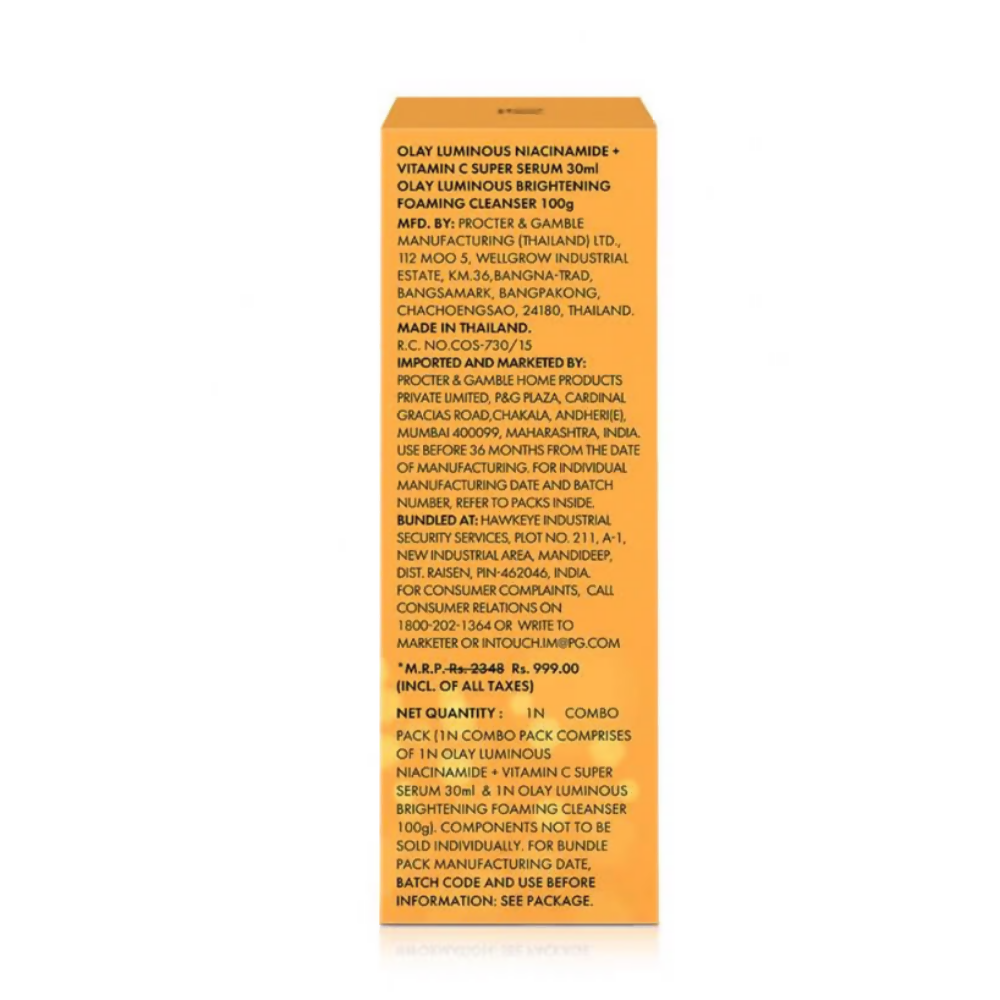 Olay Hydration Boost Kit With Niacinamide + Vitamin-C Super Serum & Cleanser | Grocsy