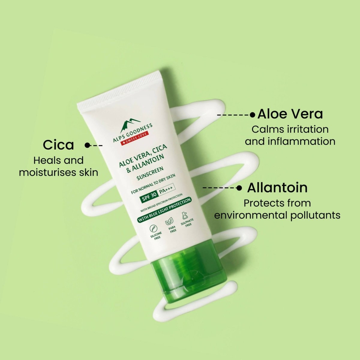 Alps Goodness Blue Light Protection Sunscreen For Normal to Dry Skin SPF 30 PA+++ with Aloe Vera, Cica & Allantoin | Grocsy